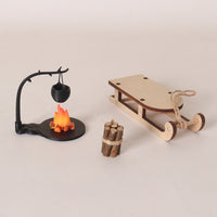 Miniature Christmas Sleigh and Hanging Stove Dollhouse DIY Kit