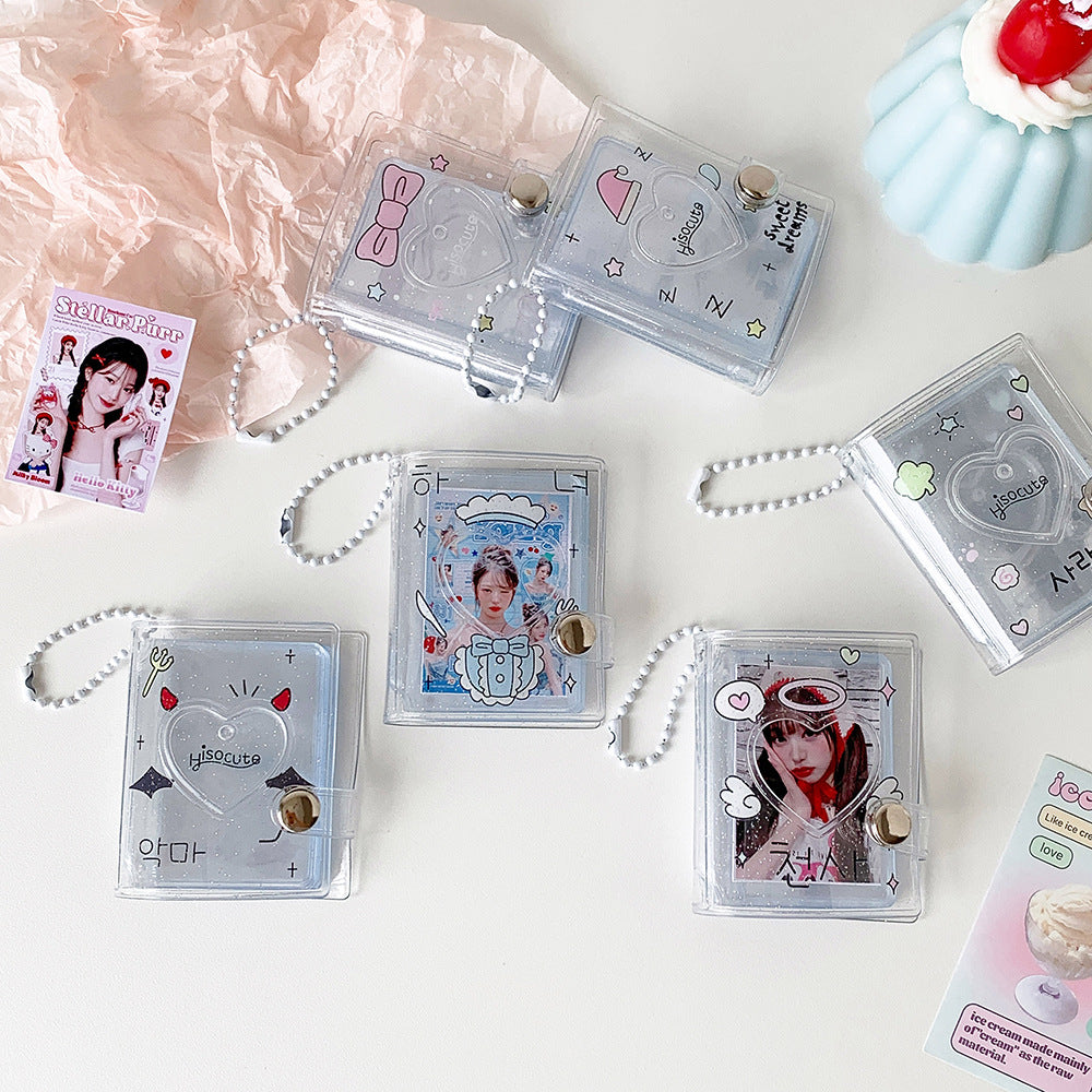 Cartoon Mini Photo Album Keychain for 2-inch Photos and ID Cards