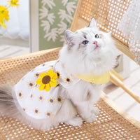 Pet Dog Sunflower Floral Dress Vest for Small Dogs Summer Thin Bichon Teddy Pomeranian Puppy