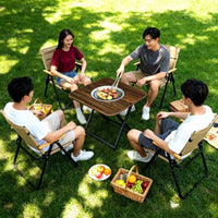Foldable Outdoor Fire Pit Tea and Grill Table Set for Home, Camping and Patio Use