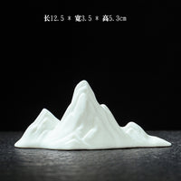 Zen White Ceramic Mountain Micro Landscape Ornament for Aquarium and Home Decor