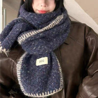 Vintage Blended Wool Knitted Scarf Korean Style Thickened Winter Neck Warmer