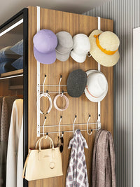 Wall-Mounted Hat Rack with Storage Basket and Hooks for Wardrobe Organization