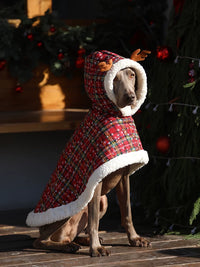 Christmas Pet Cloak for Dogs, Warm Winter Outfit with Plush Lining for Large Breeds