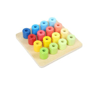 Wooden Stacking Peg Tower Toy for Fine Motor Skills Development