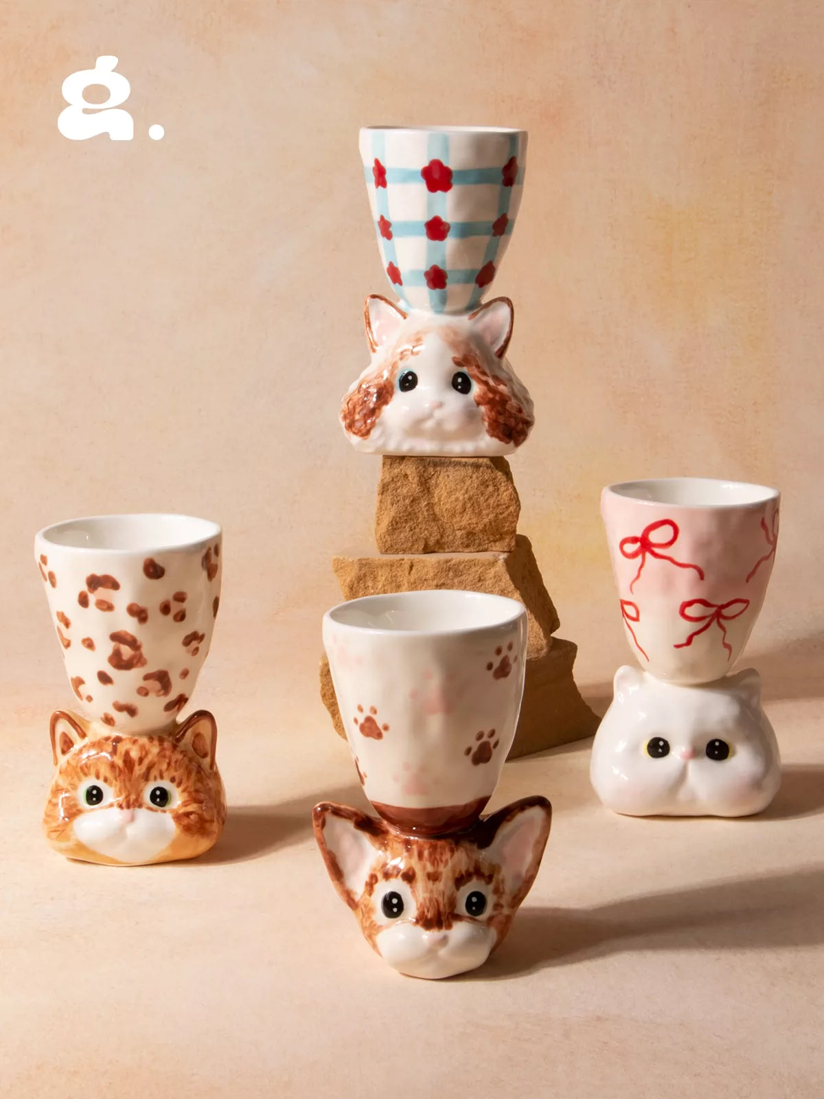 CONGSTUDIO Cute Cat Ceramic Mug Wine Glass Creative Cartoon Gift