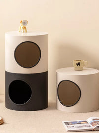 Semi-Circular Privacy Cat Cave Stool with Cushion