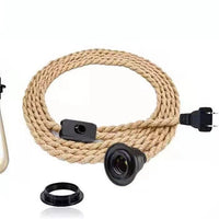 Vintage Hemp Rope E26/E27 Pendant Light Cord with Switch and Plug