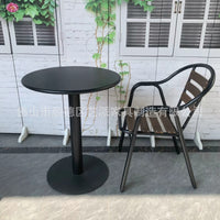 Outdoor Patio Garden Wood-Plastic Composite Dining Table and Chair Set