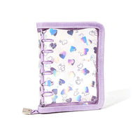 A7 Laser Heart Zipper Binder Notebook for Students and K-Pop Photocard Storage