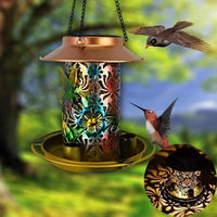 Vintage European Solar Powered Bird Feeder with Hollowed-Out Design for Outdoor Garden Decor