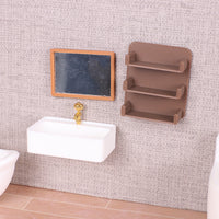 Dollhouse Miniature Bathroom Wall Shelf for Toiletries Toothbrush Storage