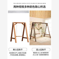 Outdoor Solid Wood Swing Chair for Patio Yard Balcony - Anti-Corrosion Multi-Person Rocking Chair