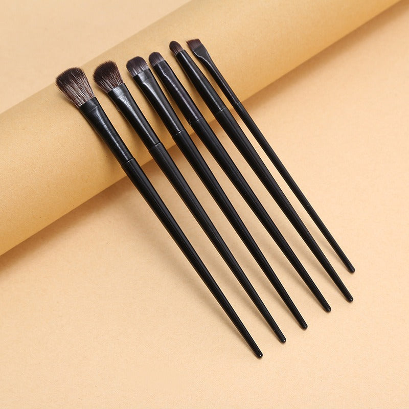 6-Piece Portable Eye Makeup Brush Set with Travel Pouch