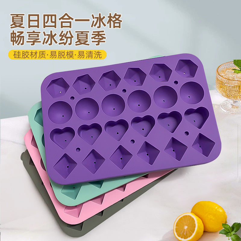 Silicone 4-in-1 Ice Cube Tray with Lid for Baby Food Freezer Storage and Home Ice Making