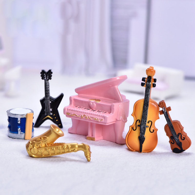 Miniature Musical Instrument Figurines for Micro Landscape Decor