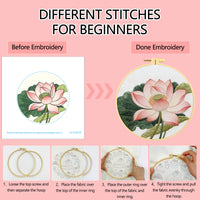Elegant Lotus Embroidery Kit for Beginners - DIY Decorative Art