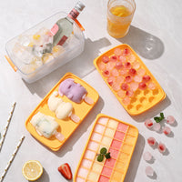 Silicone Ice Cube Tray with Storage Box and Scoop, Sphere and Square Molds for Home Use
