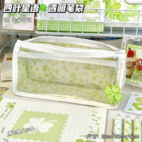 Clover Transparent Ita Bag Pencil Case for Students, Large Capacity Stationery Pouch