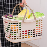 Large Capacity Plastic Shopping Basket with Handles for Supermarket and Grocery