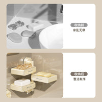 Suction Cup Rotating Soap Dish Wall Mounted Drain Soap Holder for Bathroom