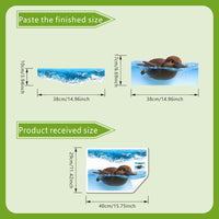 Cartoon Swimming Duck Seagull Toilet Lid Sticker, Funny Waterproof Bathroom Decor Decal