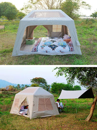 Inflatable Ridge Tent for 2-4 Person Family Camping, All-in-One Rainproof Sunshade