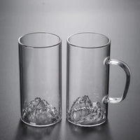 观山杯玻璃茶杯高硼硅耐高温玻璃水杯带把办公室泡茶杯套装家用