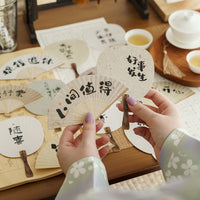 Chinese Style Retro Calligraphy Mini Fan-Shaped Blessing Postcards New Year Greeting Cards