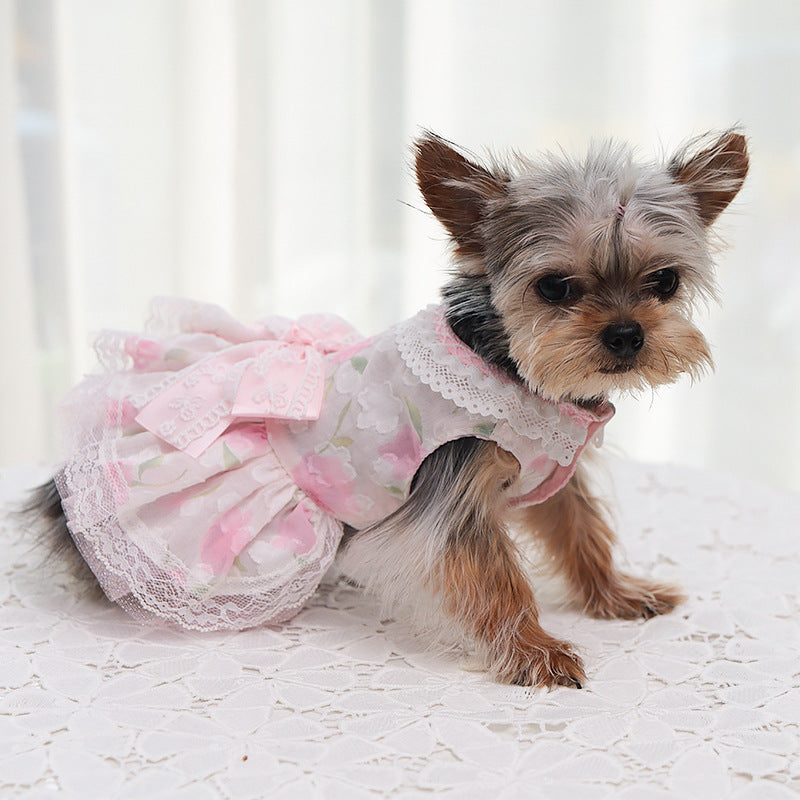 Pet Lace Bowknot Princess Dress for Dogs and Cats