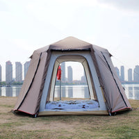 Automatic Pop-Up Camping Tent, Double-Layer Waterproof Sunshade with Black Glue Coating, Aluminum Pole Design