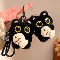 Squeaky Black Cat Plush Keychain Pendant for Bags and DIY Crafts