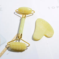 Jade Roller and Gua Sha Set for Face and Body Massage