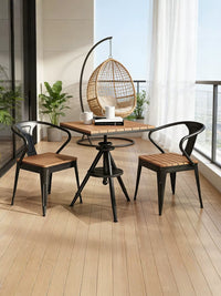 Modern Minimalist Iron Art Wood Composite Balcony Cafe Outdoor Table and Chair Set