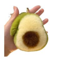 Avocado Faux Mink Rabbit Fur Car Keychain Pendant Plush Doll Bag Charm
