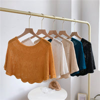 Summer Ice Silk Knit Hollow Shawl Sun Protection Arm Sleeves Thin Breathable Neck Cover