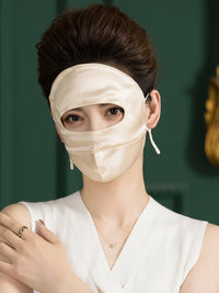 22 Momme Mulberry Silk Double-Layer Full Face Sun Protection Mask for Outdoor Activities