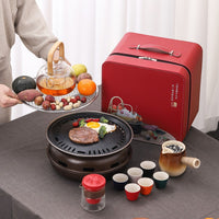 Portable Travel Tea Set with BBQ Grill for Outdoor Camping & Business Gifts