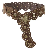 Bohemian Velvet Heart Buckle Belt for Women, Vintage Style Round Patchwork Waistband