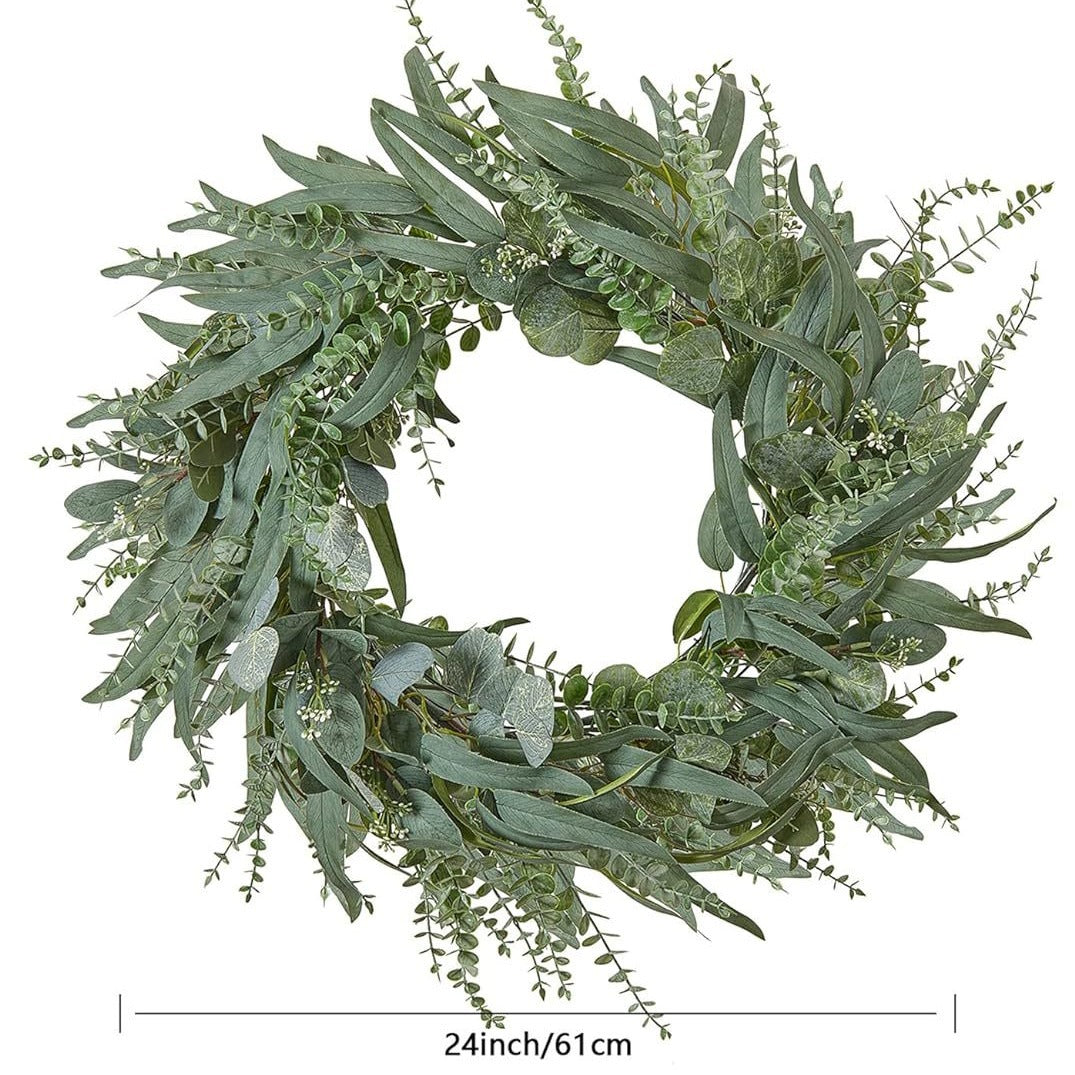 Large Artificial Eucalyptus Willow Wreath for Front Door Wall Window Decor