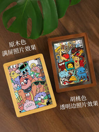 Solid Wood Double-Sided Glass Photo Frame for Tabletop Display