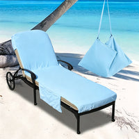Microfiber Absorbent Quick-Dry Beach Chair Cover Towel with Side Pockets