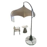Outdoor Patio Umbrella with Arc-shaped Watermelon Top for Cafe and Sales Office