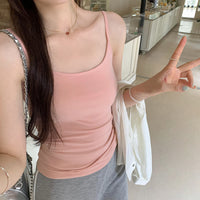 Women's U-Neck Built-in Bra Camisole Slim Fit Tank Top