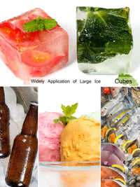 SOING Food-Grade Silicone Ice Cube Tray with Lid, Large Capacity Sphere and Square Molds for Home and Commercial Use