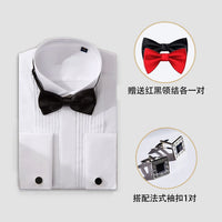 Men's French Cuff Slim Fit White Dress Shirt with Wing Collar for Weddings & Formal Events