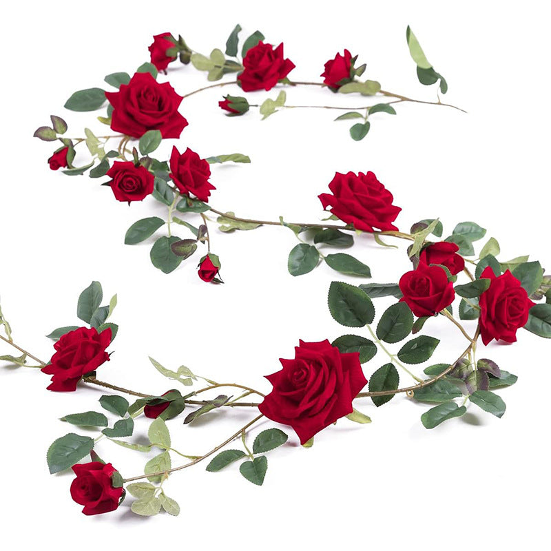 Artificial Rose Garland Vine - Faux Hanging Ivy for Wedding, Home, and Garden Decor