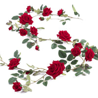 Artificial Rose Garland Vine - Faux Hanging Ivy for Wedding, Home, and Garden Decor