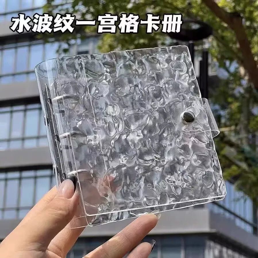 Crystal Clear 3-Inch Mini Photo Card Album with Wavy Design, Loose-Leaf Collector for Kpop Photocards