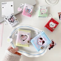 Korean Style Gradient Heart Hollow Mini Photo Album Keychain for ID Photos and Stickers